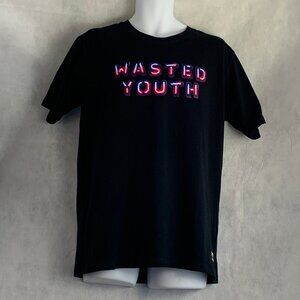 WeSC Unisex Wasted Youth Always Lit Stoner Short Sleeve T-Shirt, Black, L / XL